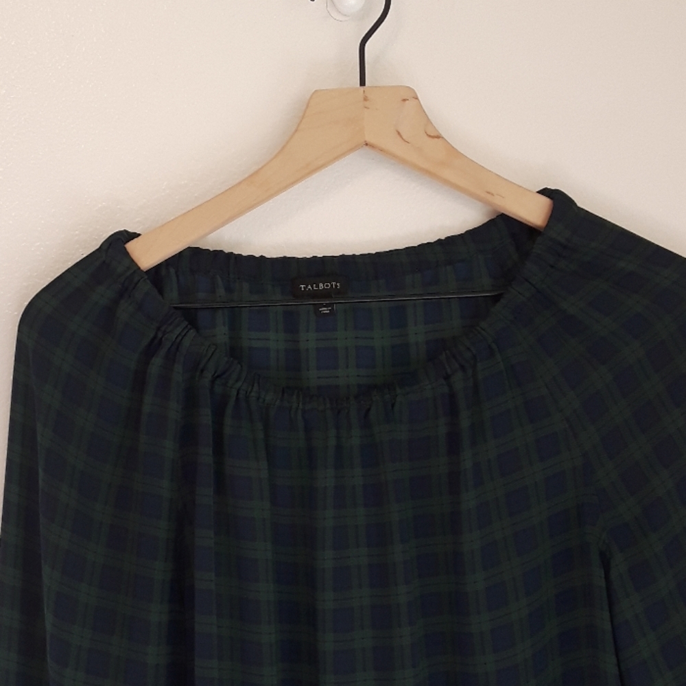 Talbots Blue/Green Plaid Off Shoulder Top- Small - Picture 7 of 7